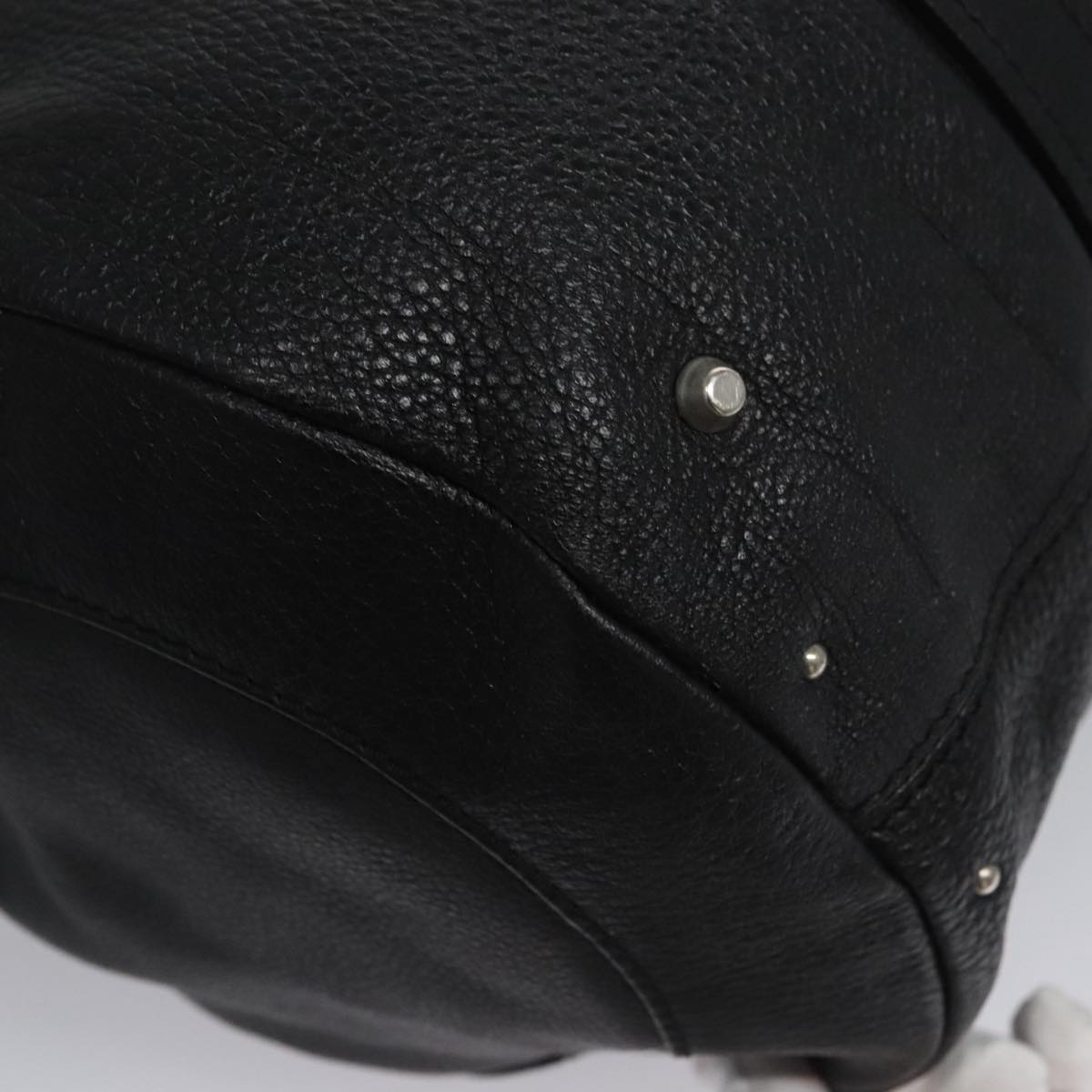 Chloe Mr Paddington Hand Bag Leather Black Silver Auth 113730V