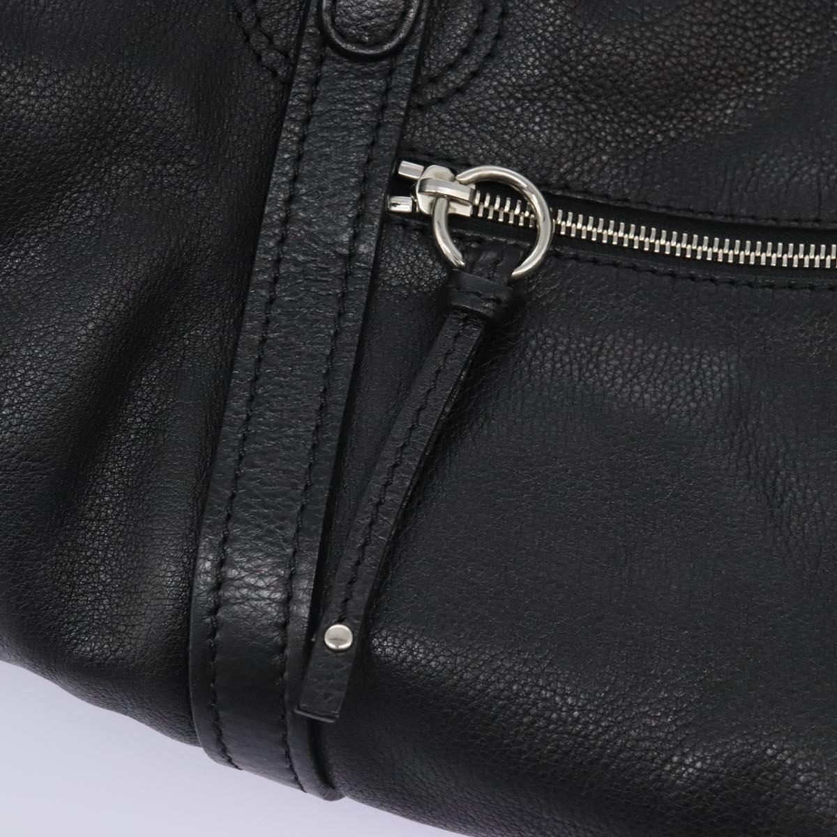 Chloe Mr Paddington Hand Bag Leather Black Silver Auth 113730V