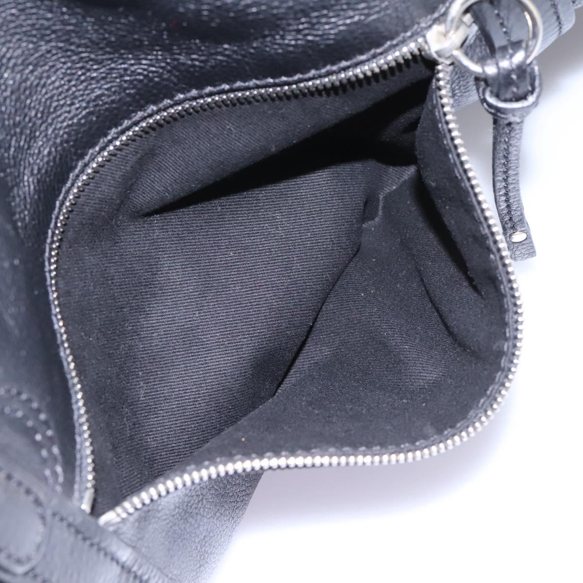 Chloe Mr Paddington Hand Bag Leather Black Silver Auth 113730V