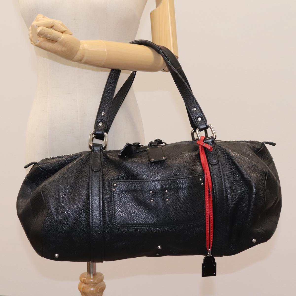 Chloe Mr Paddington Hand Bag Leather Black Silver Auth 113730V