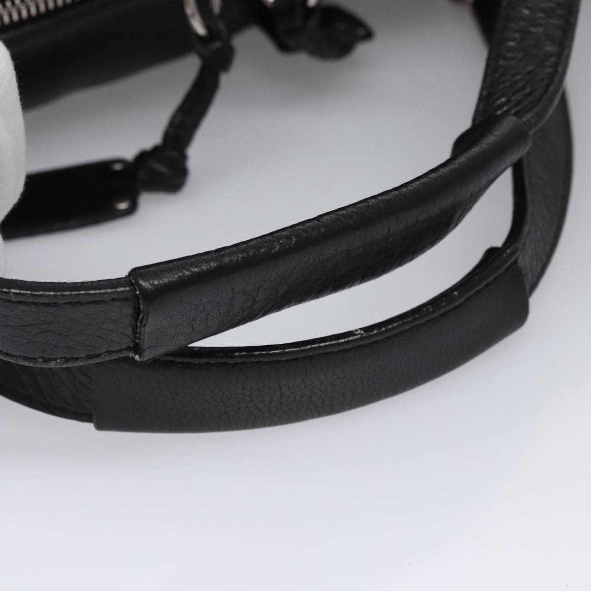 Chloe Mr Paddington Hand Bag Leather Black Silver Auth 113730V