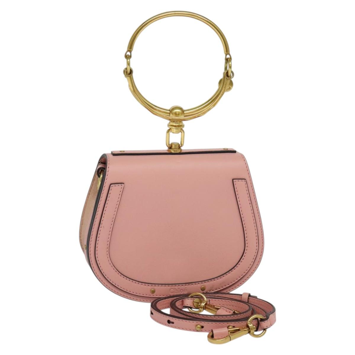 Chloe Nile Hand Bag Leather 2way Pink Gold Auth 113735V