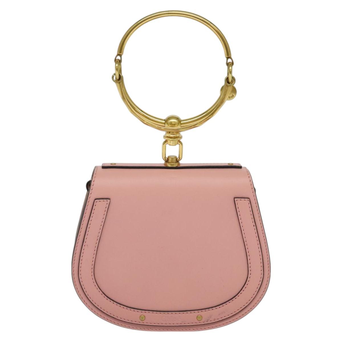 Chloe Nile Hand Bag Leather 2way Pink Gold Auth 113735V