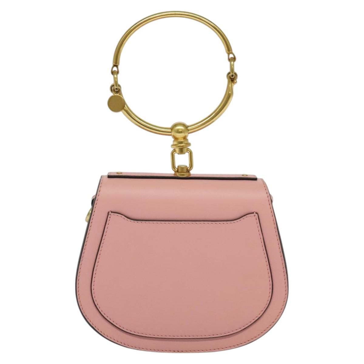 Chloe Nile Hand Bag Leather 2way Pink Gold Auth 113735V