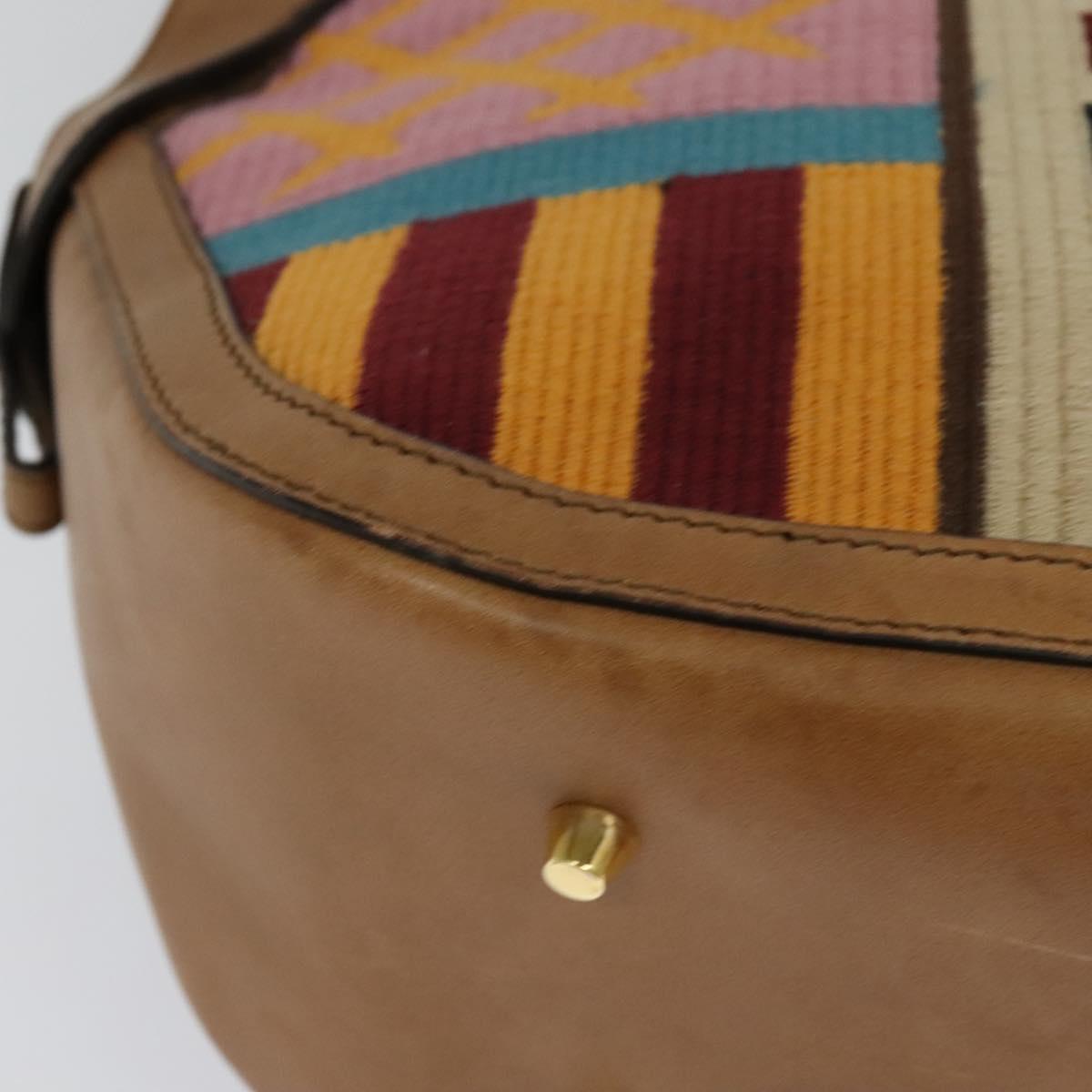 BURBERRY Hand Bag Leather 2way Beige Auth 113749V