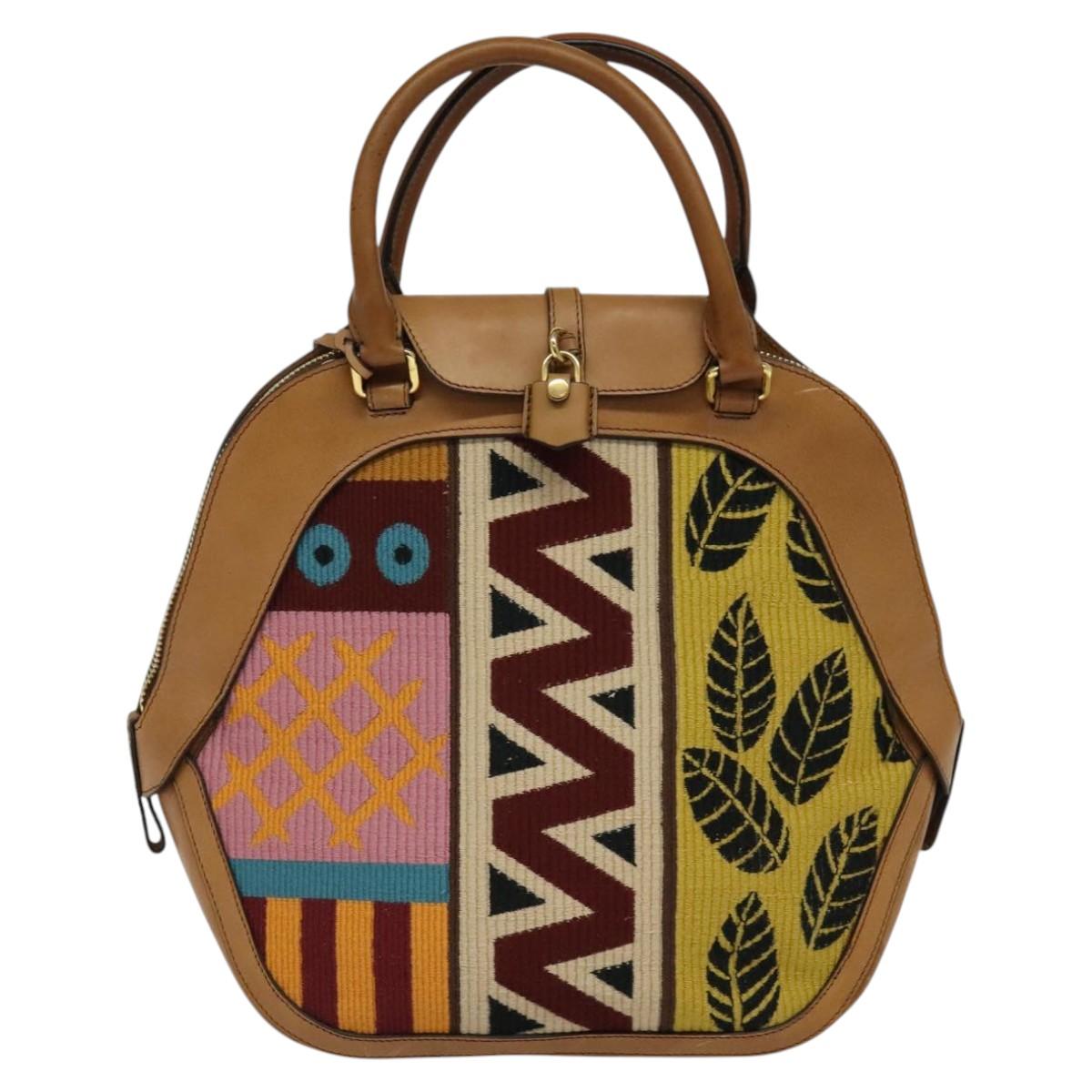 BURBERRY Hand Bag Leather 2way Beige Auth 113749V