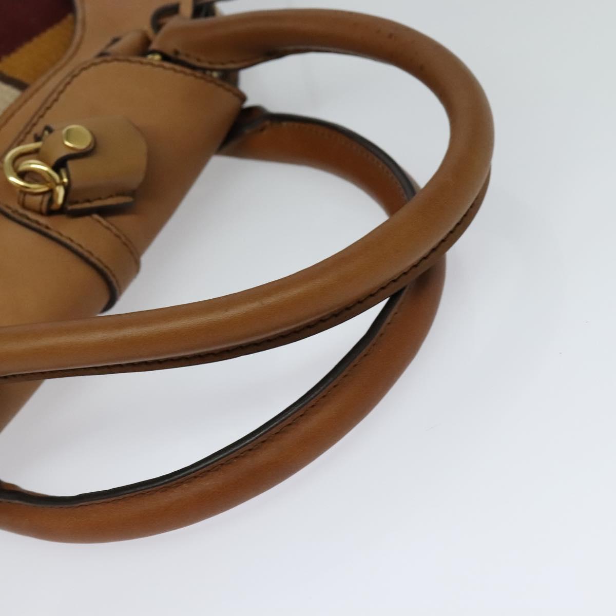 BURBERRY Hand Bag Leather 2way Beige Auth 113749V