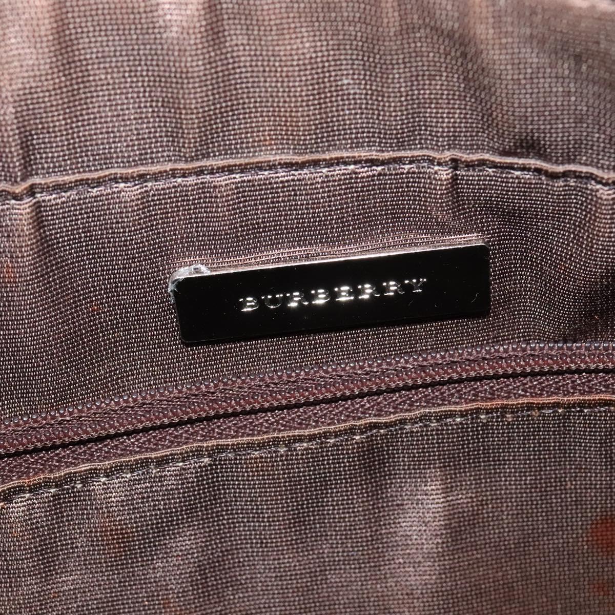 BURBERRY Nova Check Shoulder Bag Canvas Leather Beige Brown Silver Auth 113752