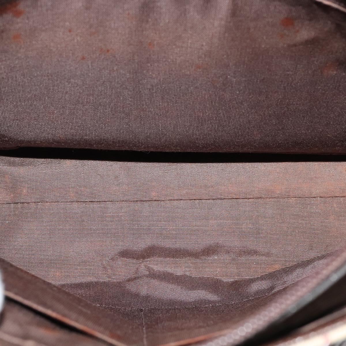 BURBERRY Nova Check Shoulder Bag Canvas Leather Beige Brown Silver Auth 113752