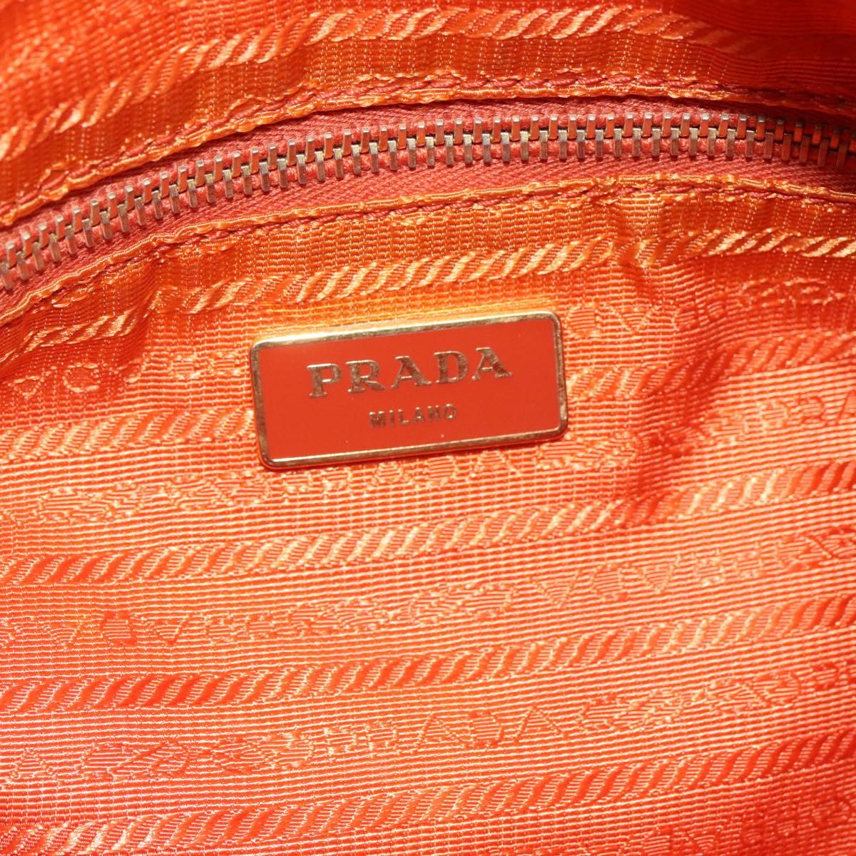 PRADA Shoulder Bag Nylon Orange Gold Auth 113766V