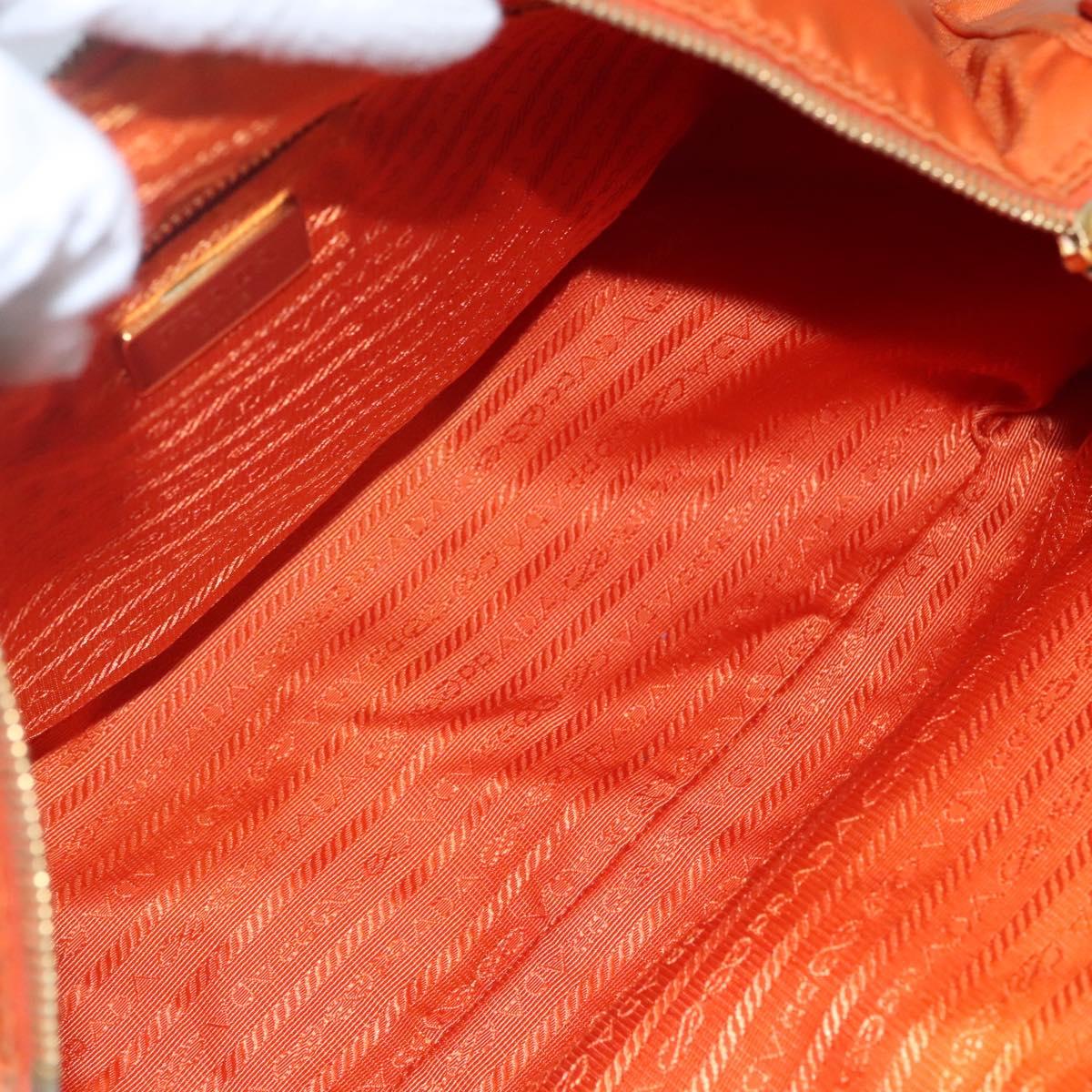 PRADA Shoulder Bag Nylon Orange Gold Auth 113766V