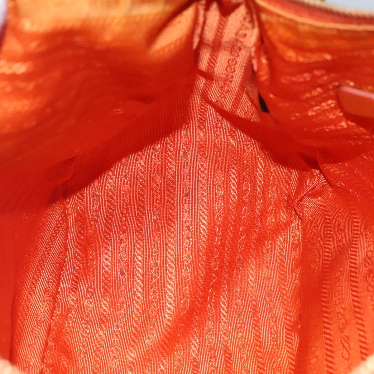 PRADA Shoulder Bag Nylon Orange Gold Auth 113766V