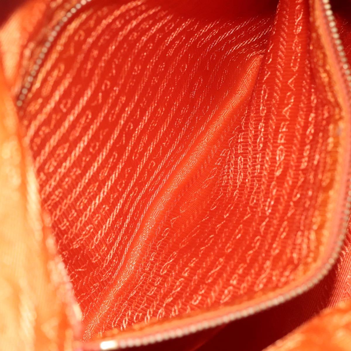 PRADA Shoulder Bag Nylon Orange Gold Auth 113766V