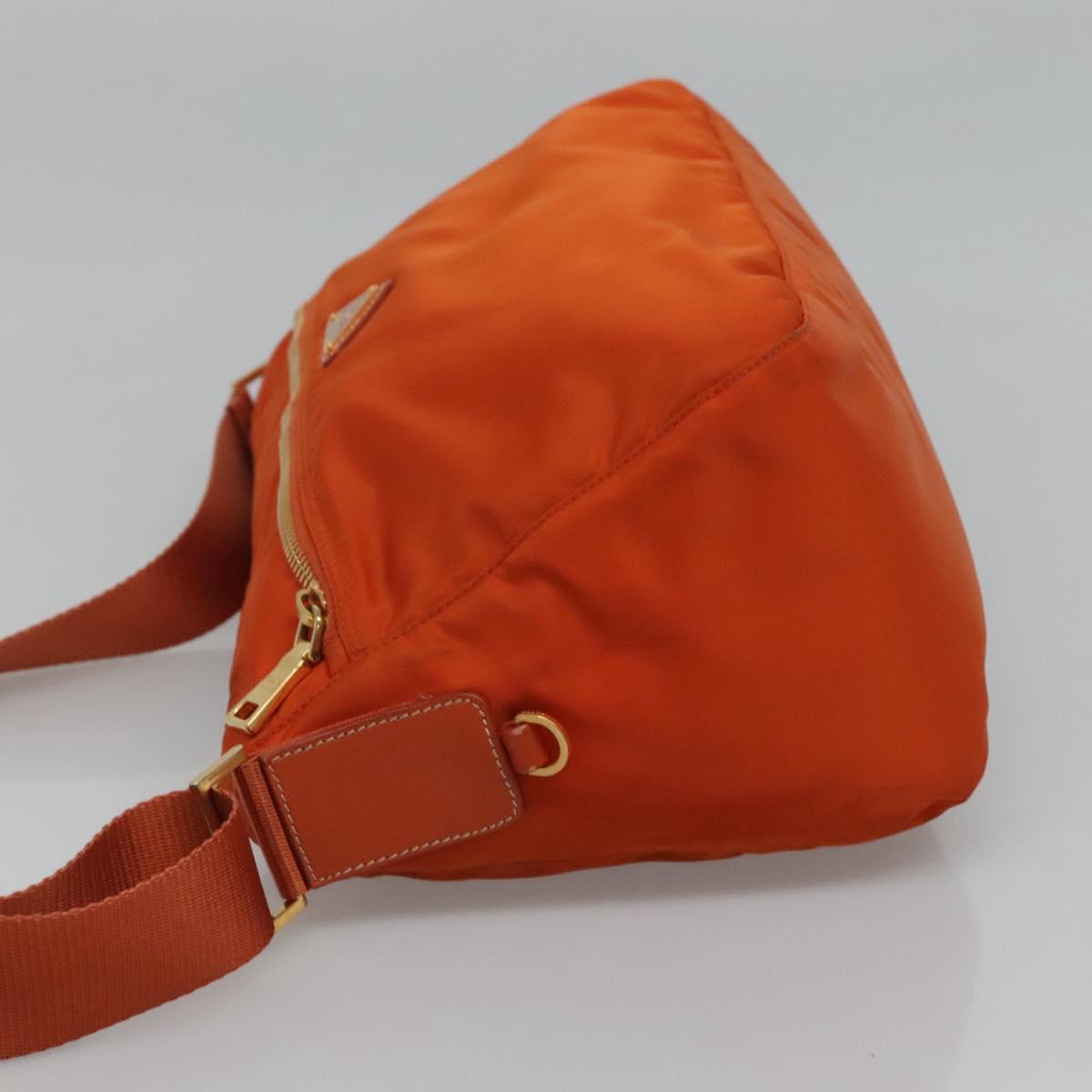 PRADA Shoulder Bag Nylon Orange Gold Auth 113766V