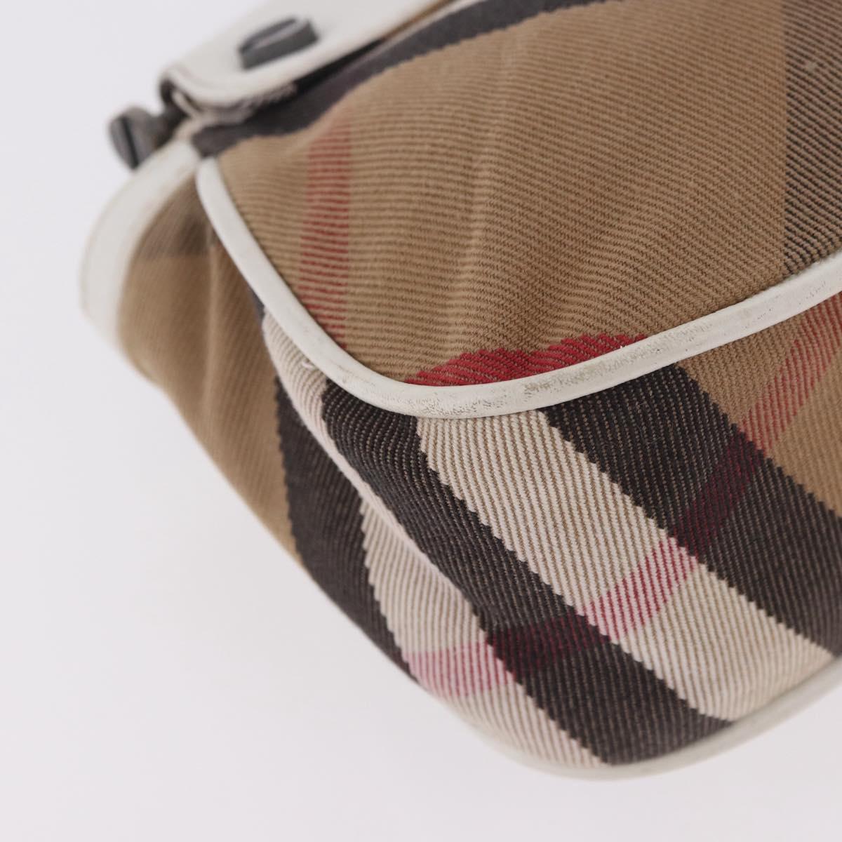 BURBERRY Nova Check Hand Bag Canvas Leather Beige White Auth 113772