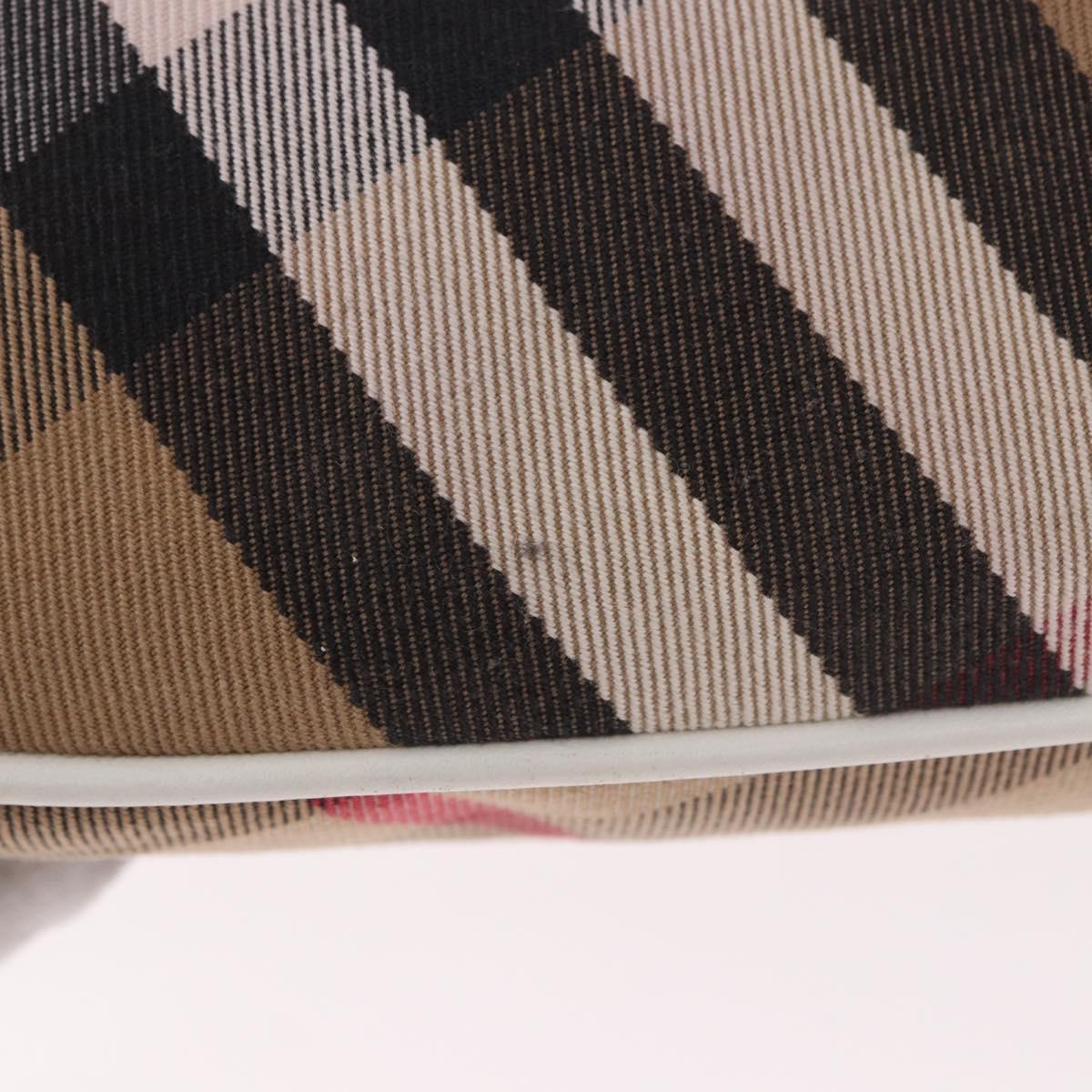 BURBERRY Nova Check Hand Bag Canvas Leather Beige White Auth 113772