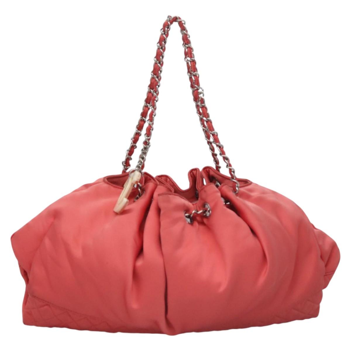 CHANEL Melrose Cabas Hand Bag Nylon Pink CC Auth 113819