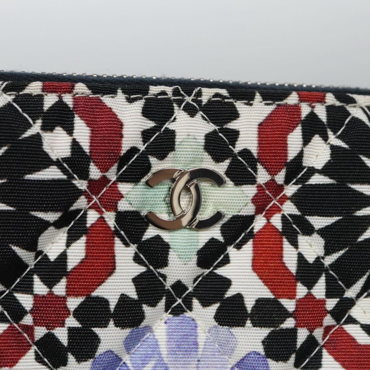 CHANEL Clutch Bag Cotton White CC Auth 113828AV