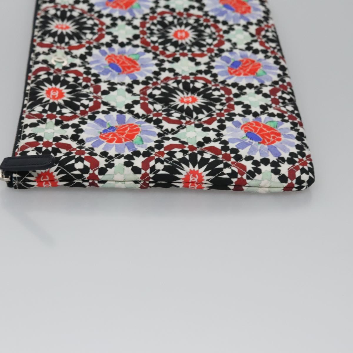 CHANEL Clutch Bag Cotton White CC Auth 113828AV