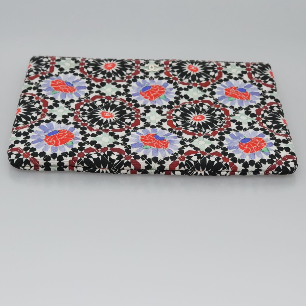 CHANEL Clutch Bag Cotton White CC Auth 113828AV