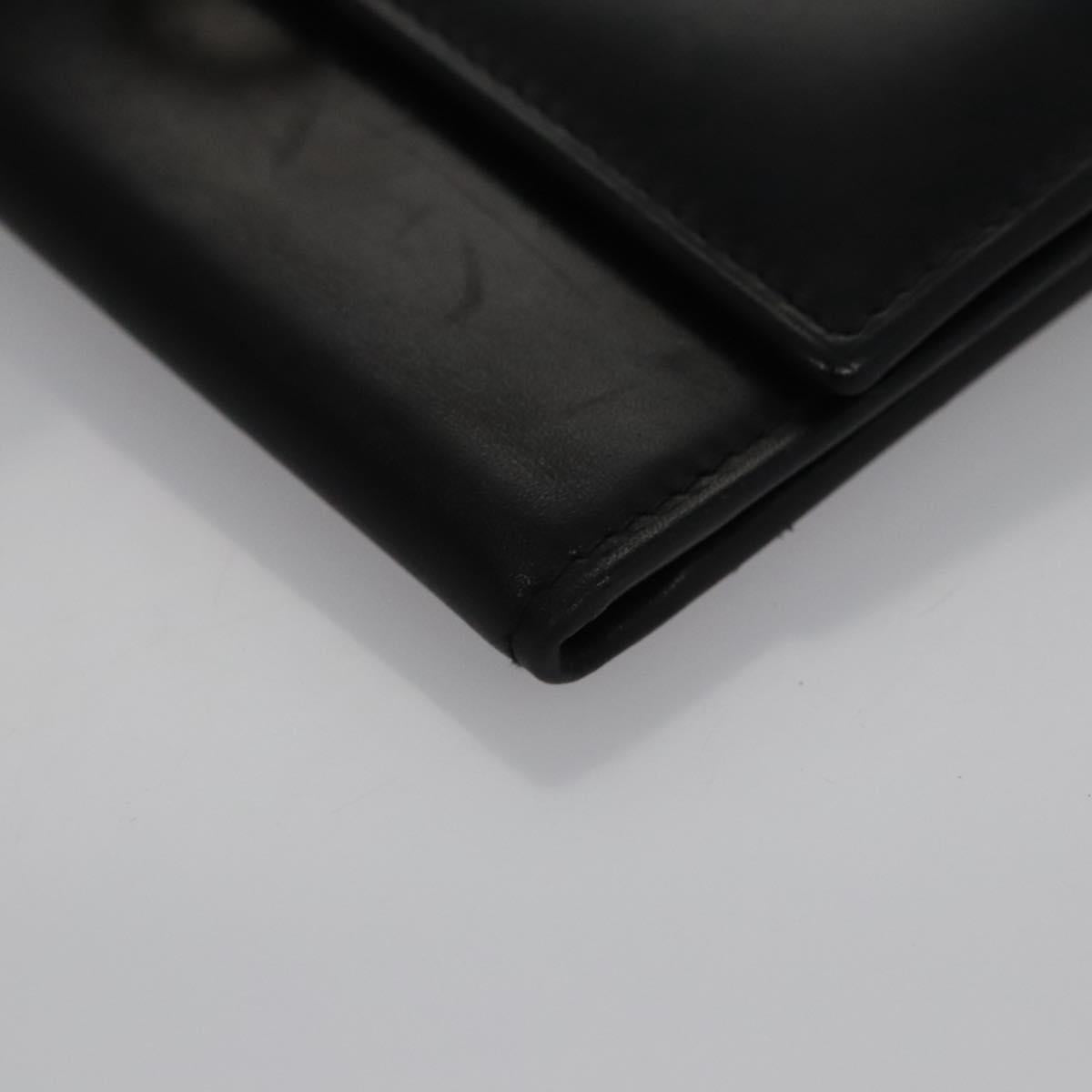 Salvatore Ferragamo Gancini Shoulder Wallet Leather Black Gold Auth 113832