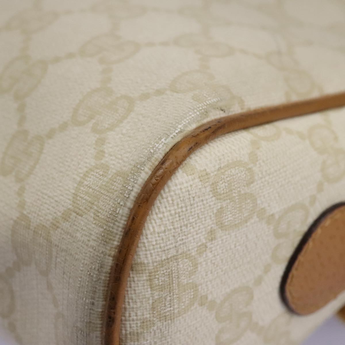 GUCCI GG Supreme Web Sherry Line Shoulder Bag PVC Beige Gold Auth 113857
