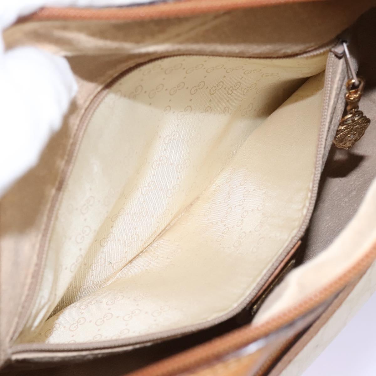 GUCCI GG Supreme Web Sherry Line Shoulder Bag PVC Beige Gold Auth 113857