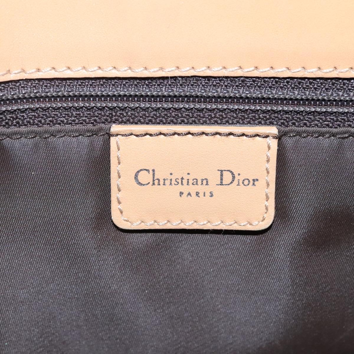 Christian Dior Trotter Canvas Tote Bag Brown Beige Silver Auth 113862