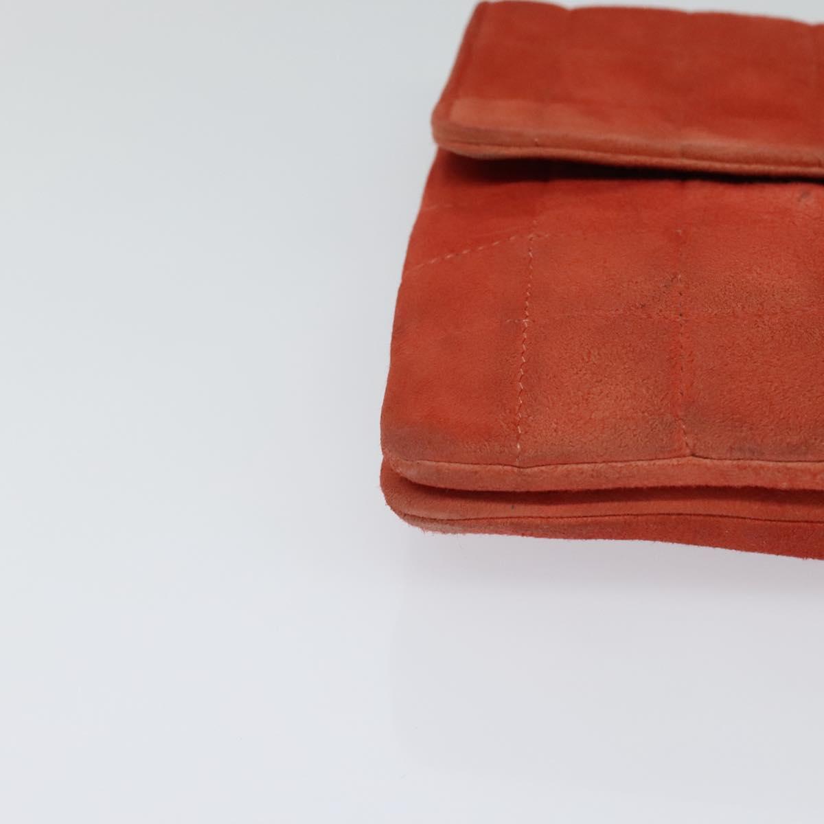 CHANEL Choco Bar Chain Shoulder Bag Suede Red CC Auth 113865