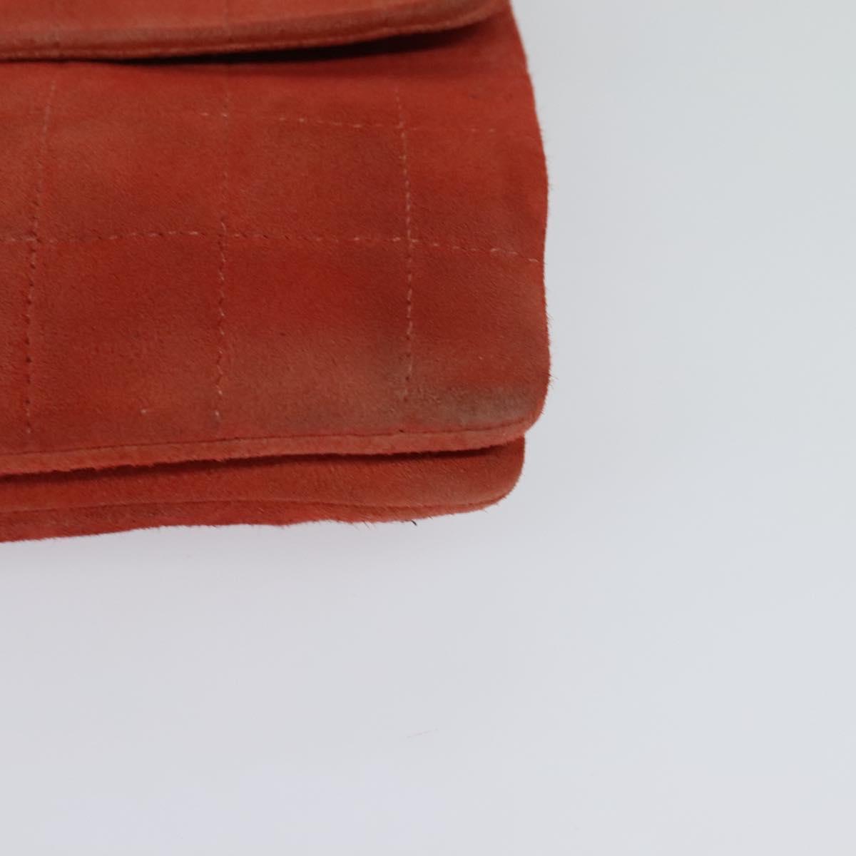 CHANEL Choco Bar Chain Shoulder Bag Suede Red CC Auth 113865