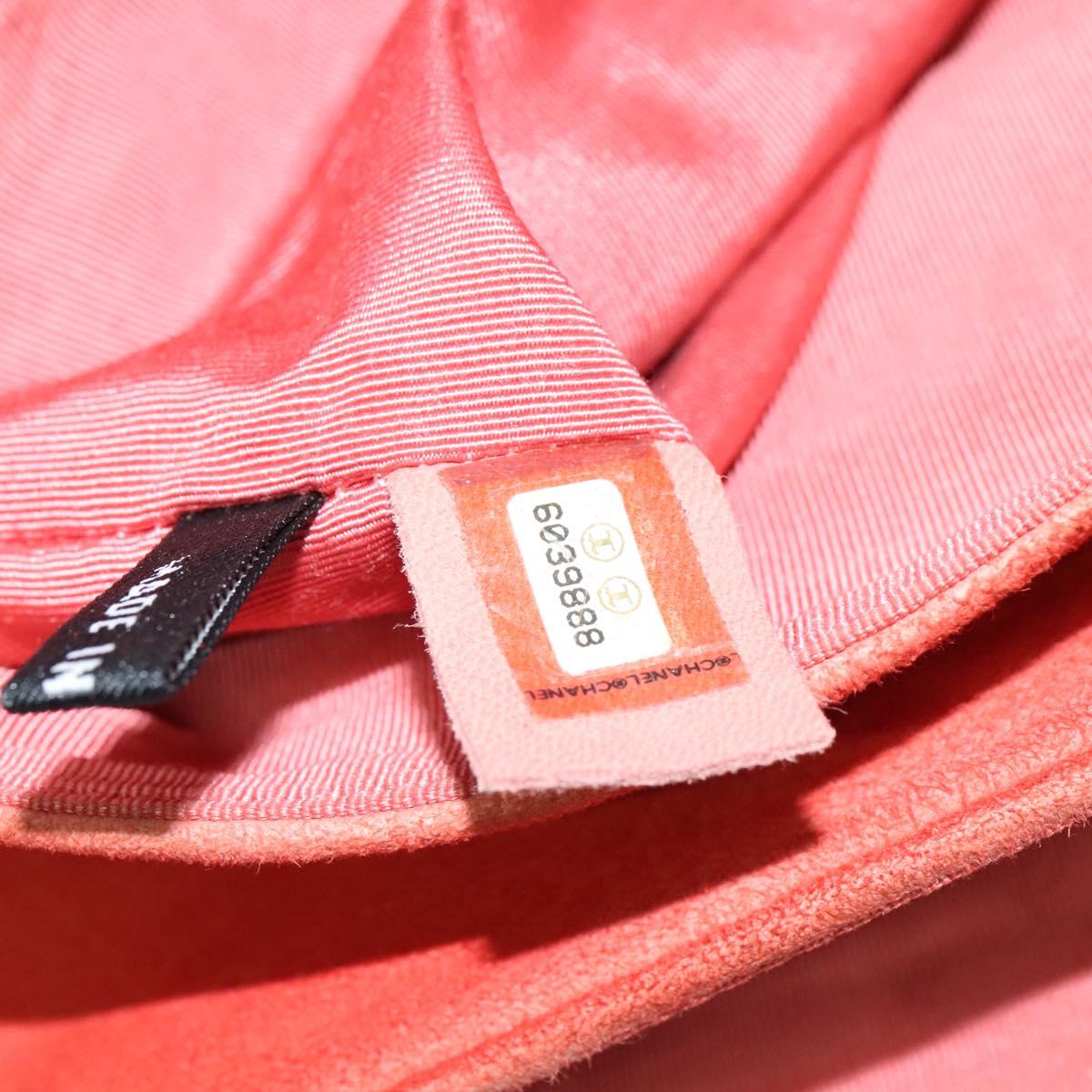 CHANEL Choco Bar Chain Shoulder Bag Suede Red CC Auth 113865