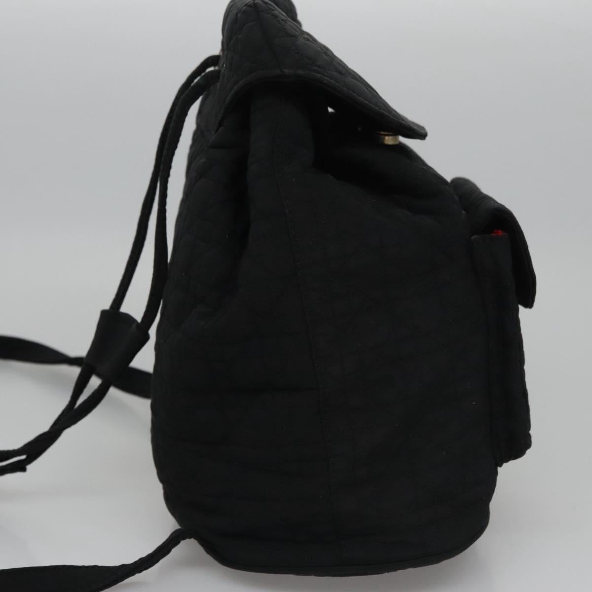 Christian Dior Lady Dior Backpack Nylon Black Gold Auth 113919