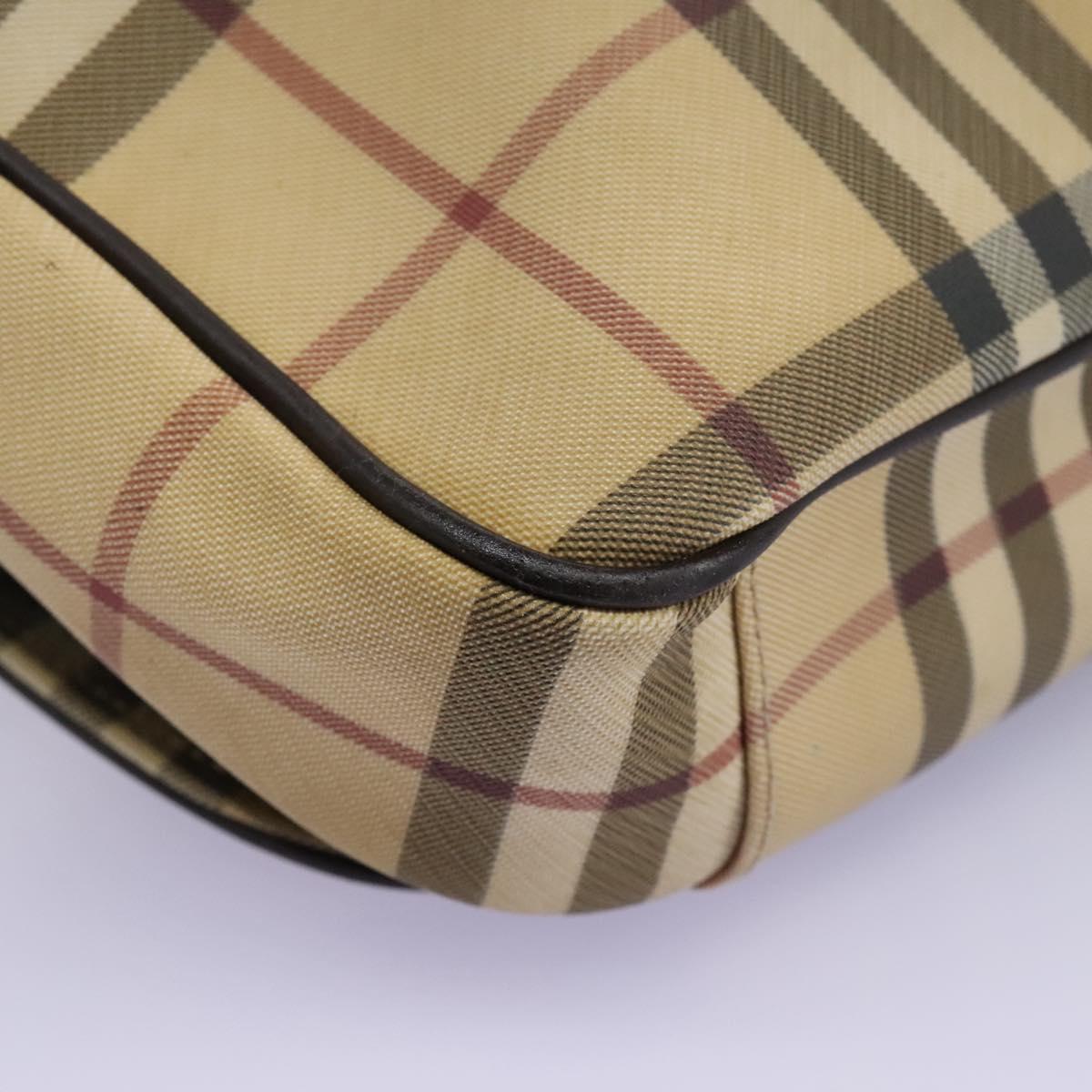 BURBERRY Nova Check Shoulder Bag PVC Beige Brown Auth 113921