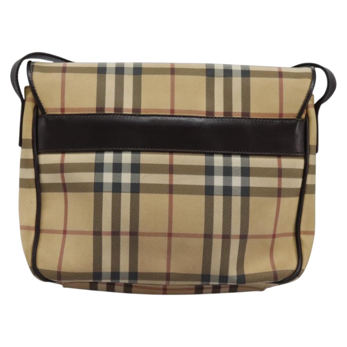 BURBERRY Nova Check Shoulder Bag PVC Beige Brown Auth 113921