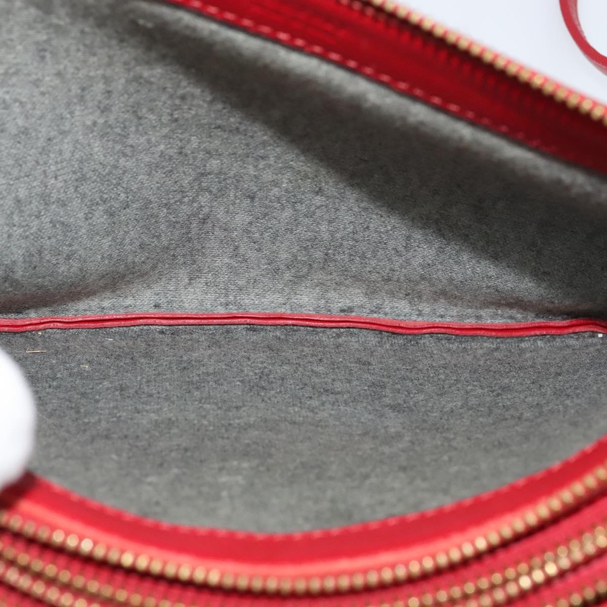 CELINE Trio Small Shoulder Bag Leather Red Gold Auth 113929