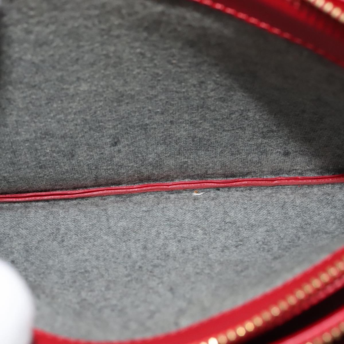 CELINE Trio Small Shoulder Bag Leather Red Gold Auth 113929