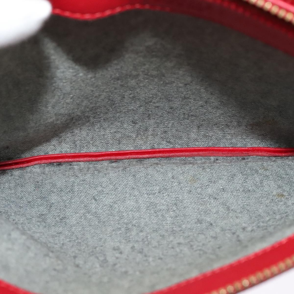 CELINE Trio Small Shoulder Bag Leather Red Gold Auth 113929