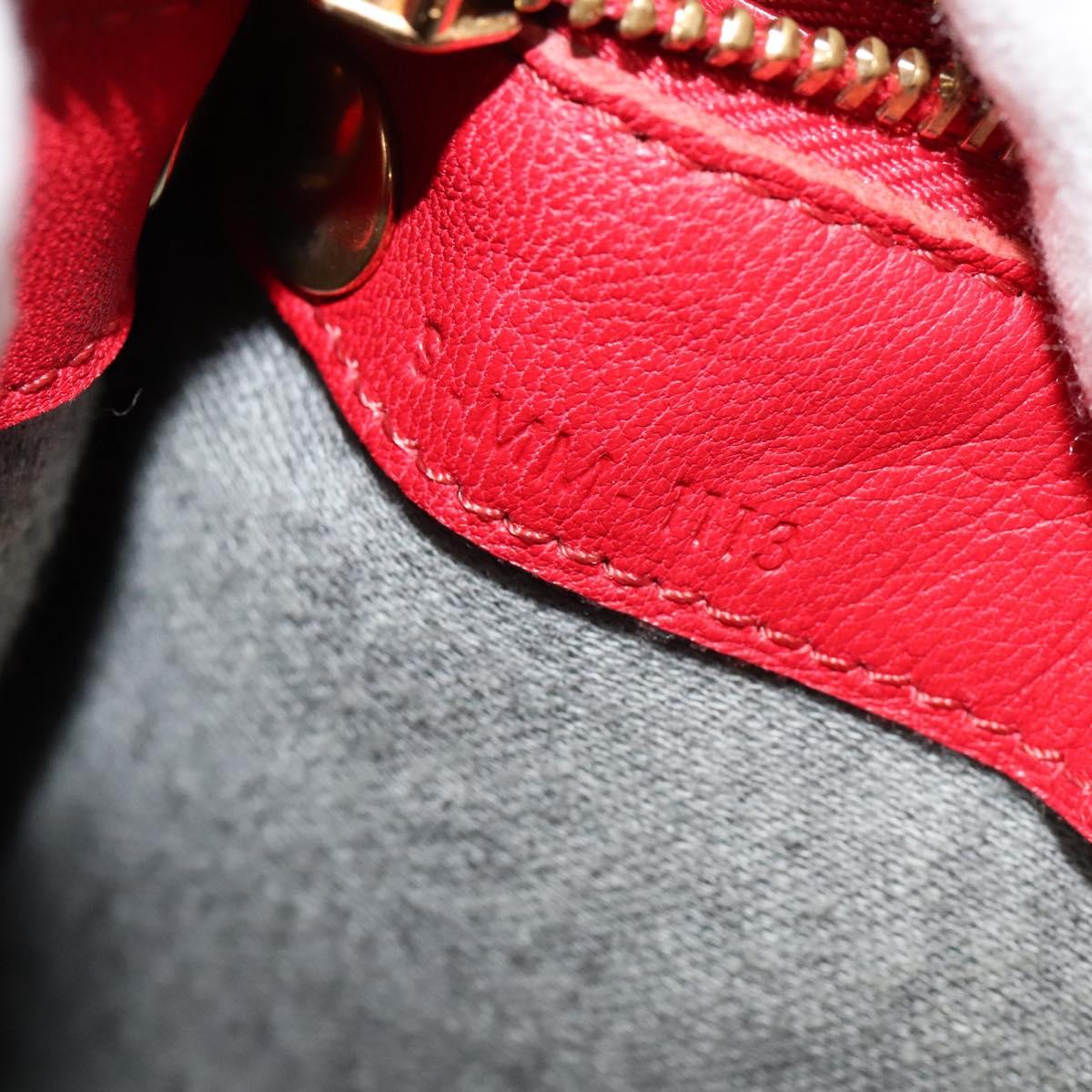 CELINE Trio Small Shoulder Bag Leather Red Gold Auth 113929