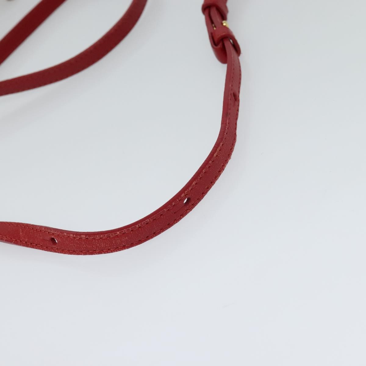 CELINE Trio Small Shoulder Bag Leather Red Gold Auth 113929