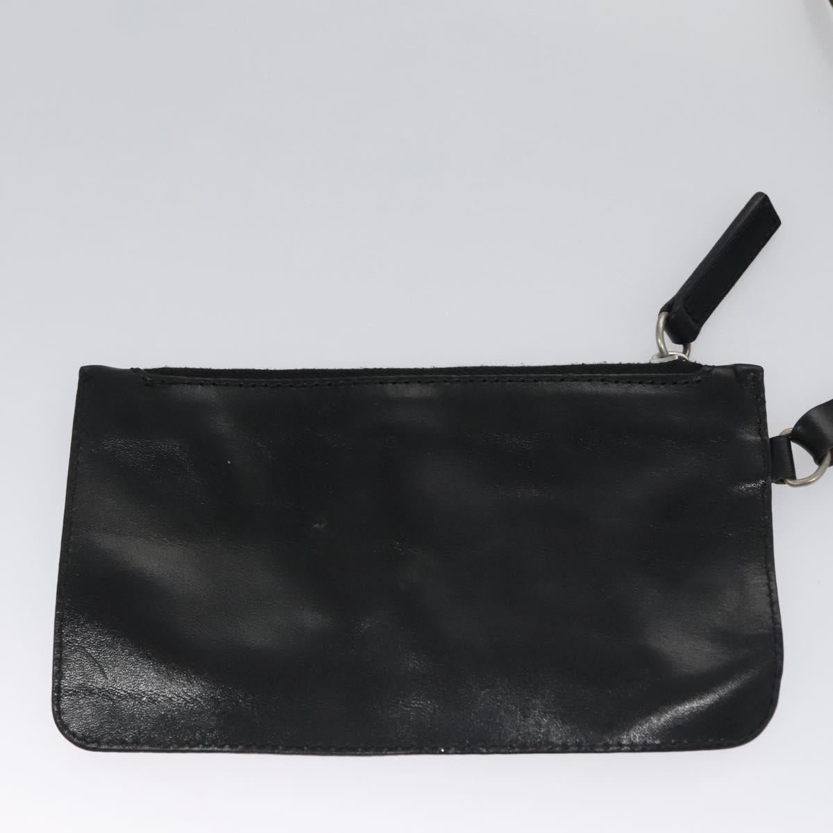 FENDI Zucchino Canvas Hand Bag Nylon Black Silver Auth 113935