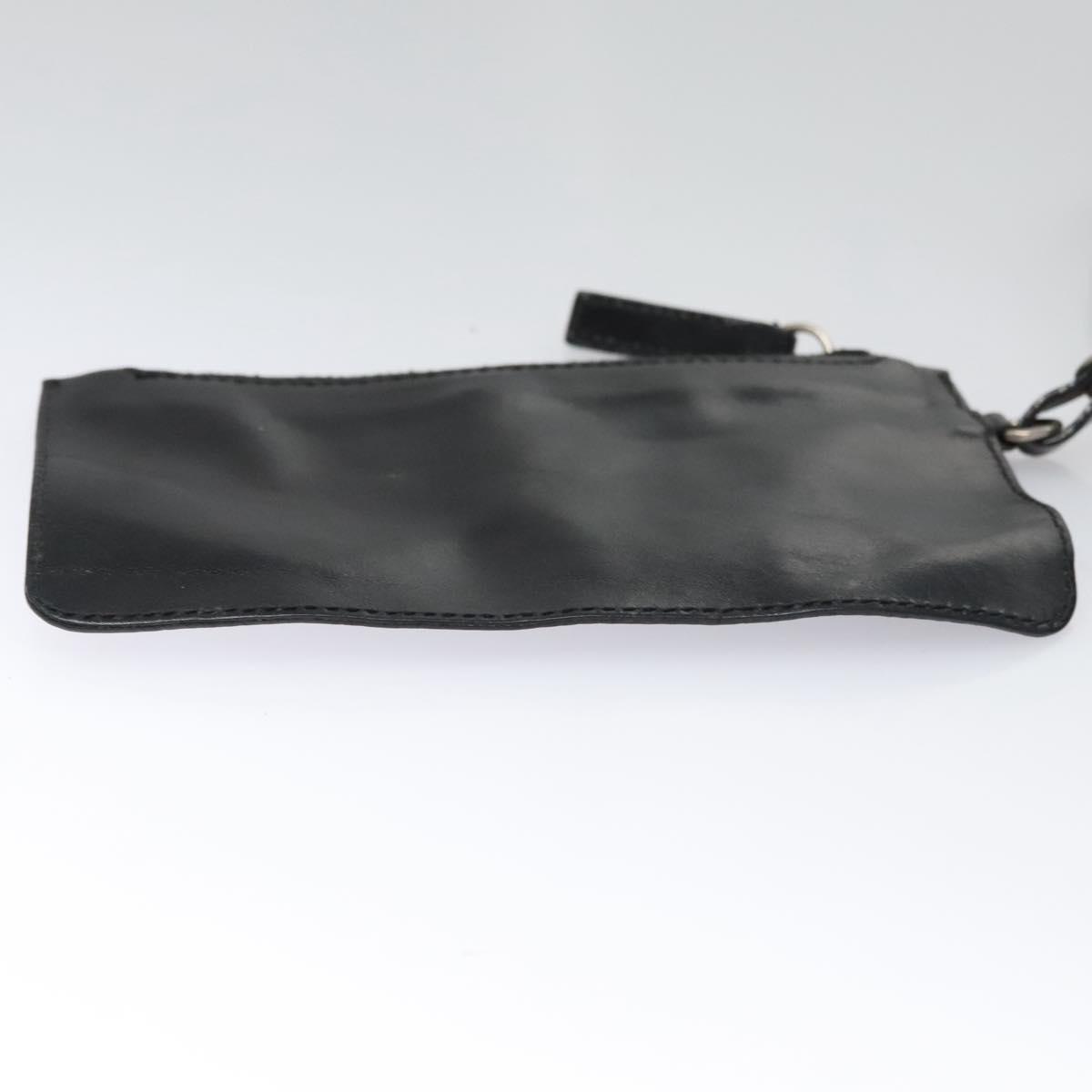 FENDI Zucchino Canvas Hand Bag Nylon Black Silver Auth 113935