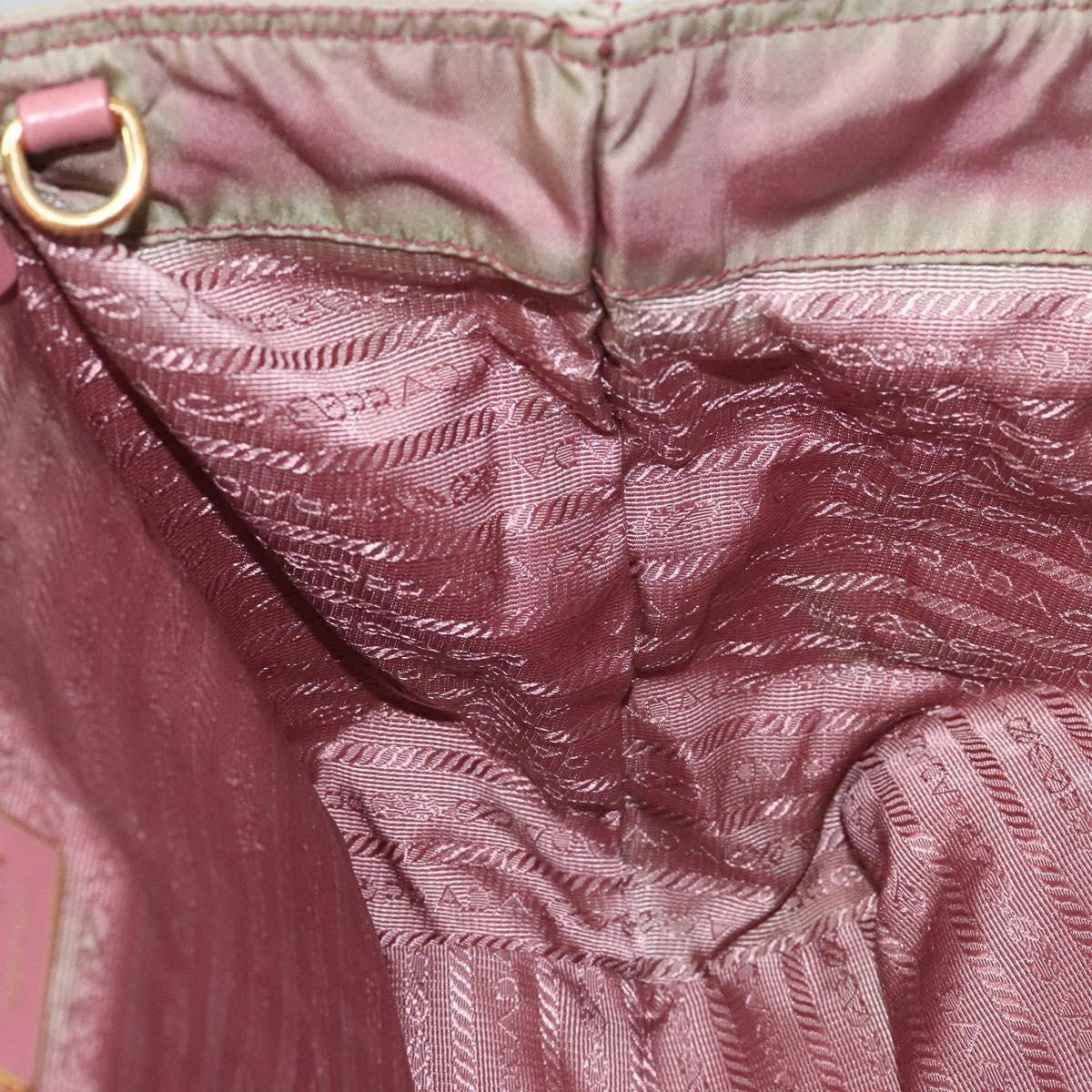 PRADA Hand Bag Nylon Pink Gold Auth 113965