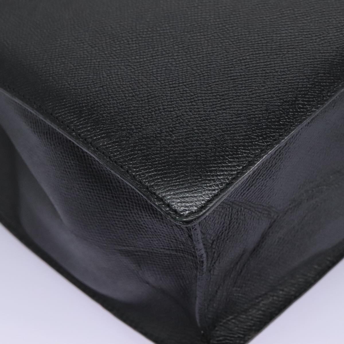 BVLGARI Hand Bag Leather Black Auth 113988