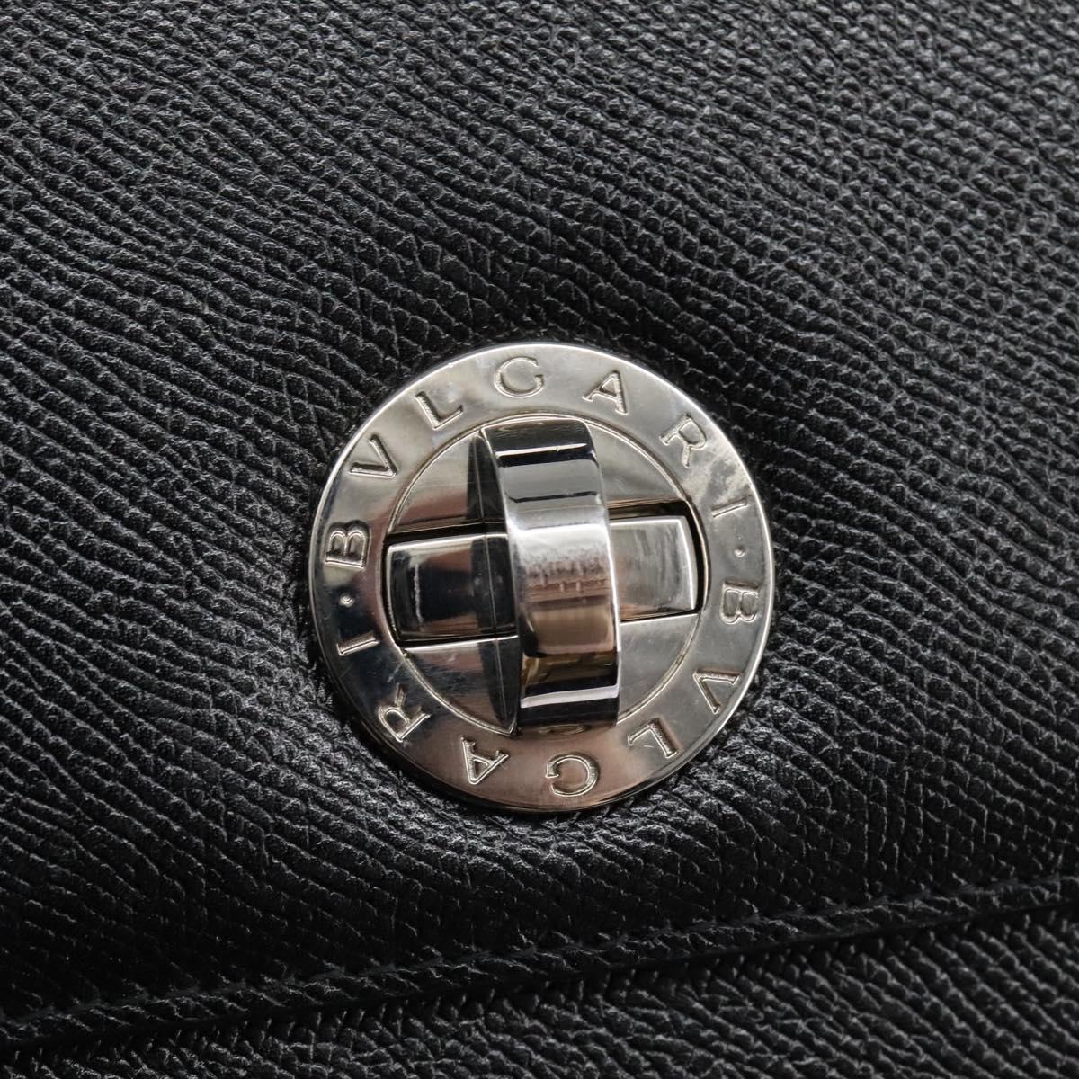 BVLGARI Hand Bag Leather Black Auth 113988