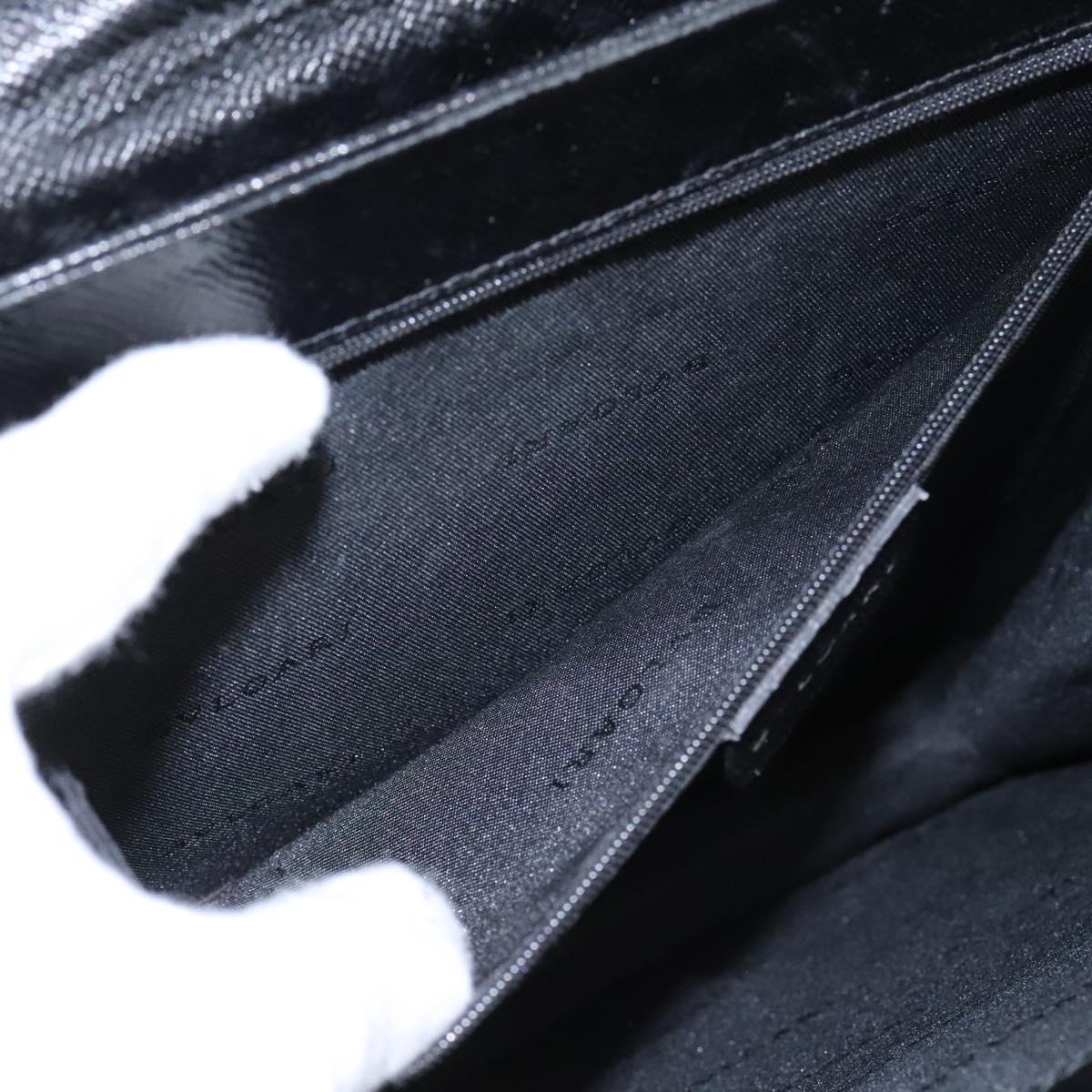 BVLGARI Hand Bag Leather Black Auth 113988