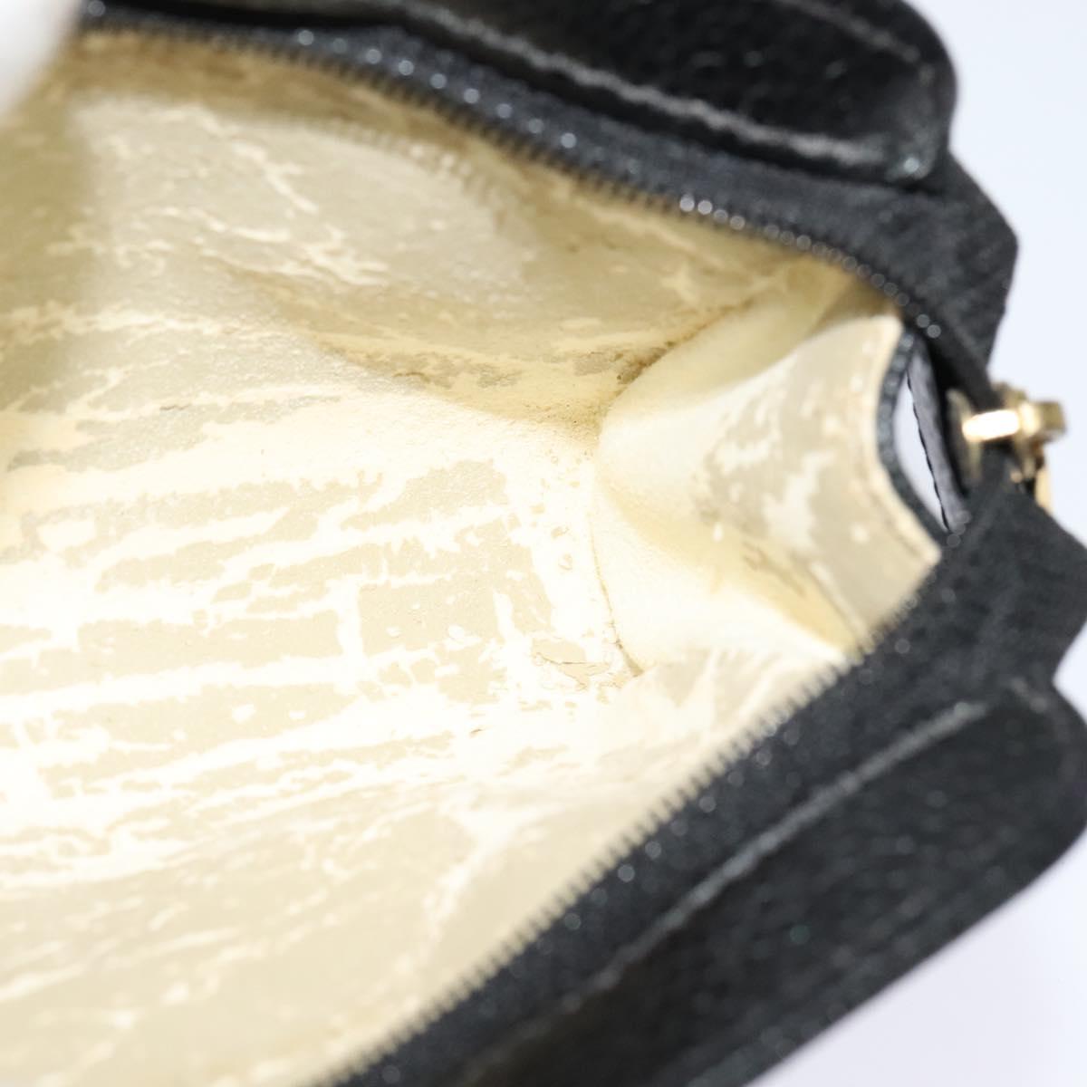 CHANEL COCO Mark Pouch Caviar Skin Black Gold CC Auth 114009