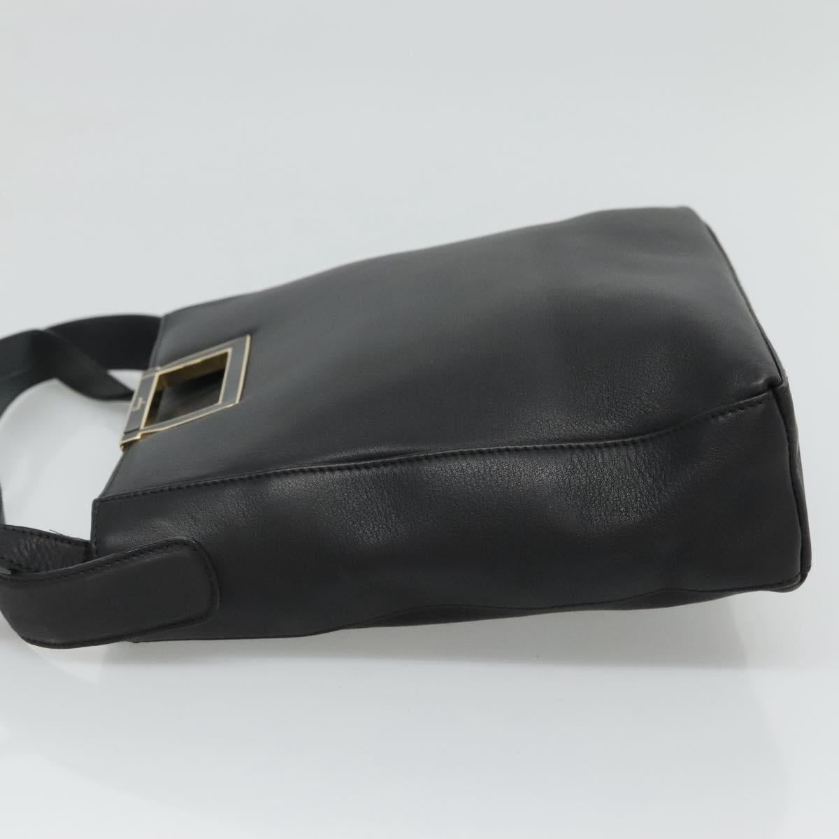 Salvatore Ferragamo Hand Bag Leather 2way Black Gold Auth 114037