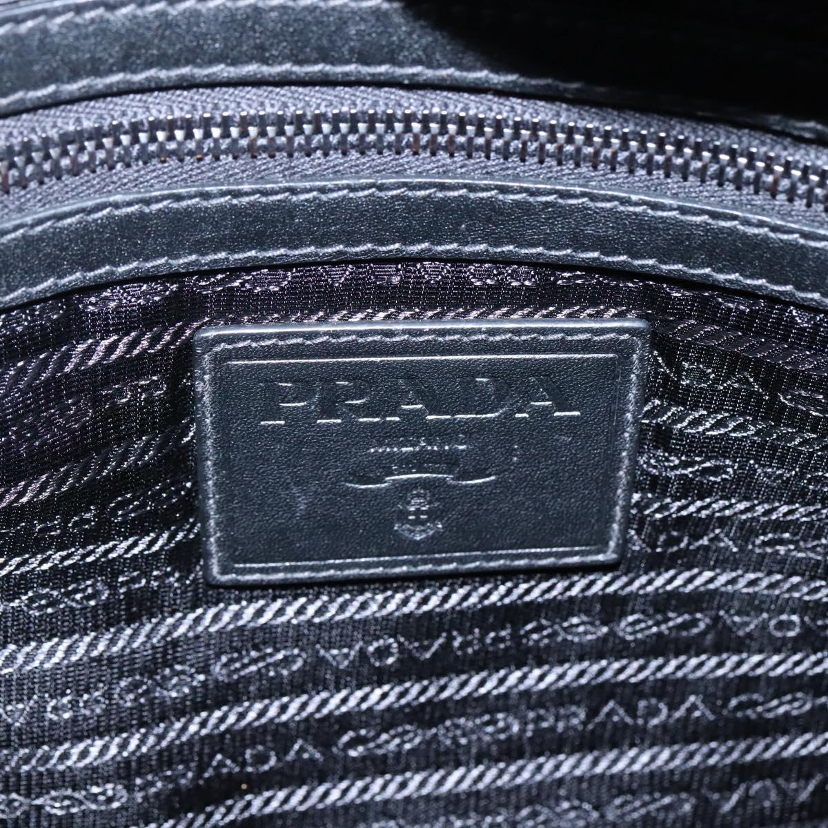 PRADA Hand Bag Leather 2way Black Silver Auth 114042