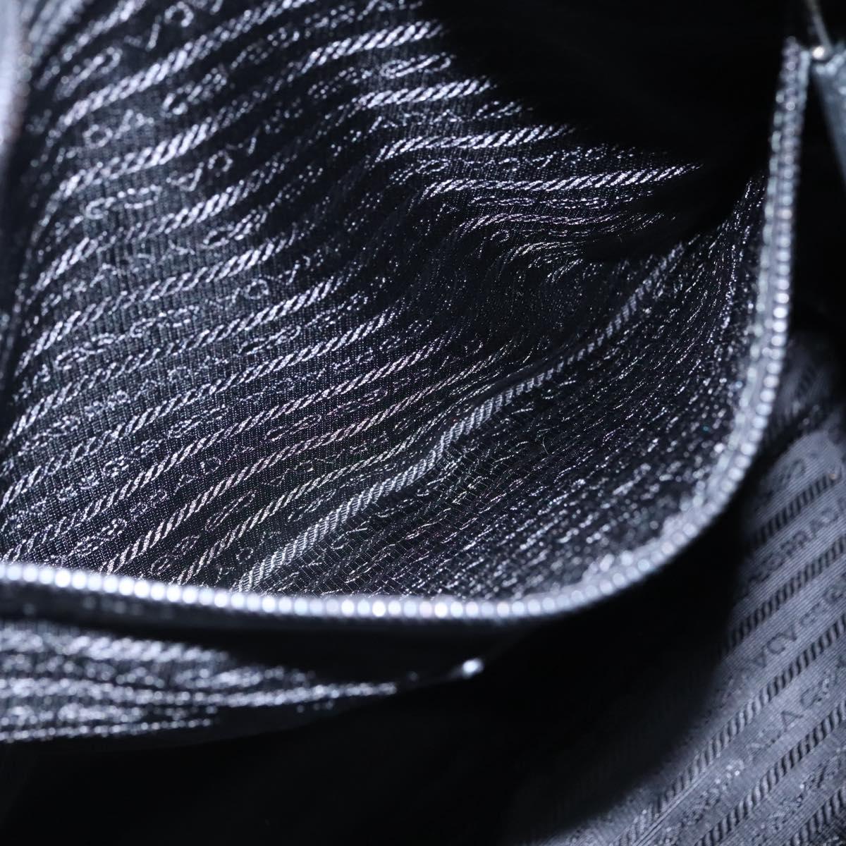 PRADA Hand Bag Leather 2way Black Silver Auth 114042