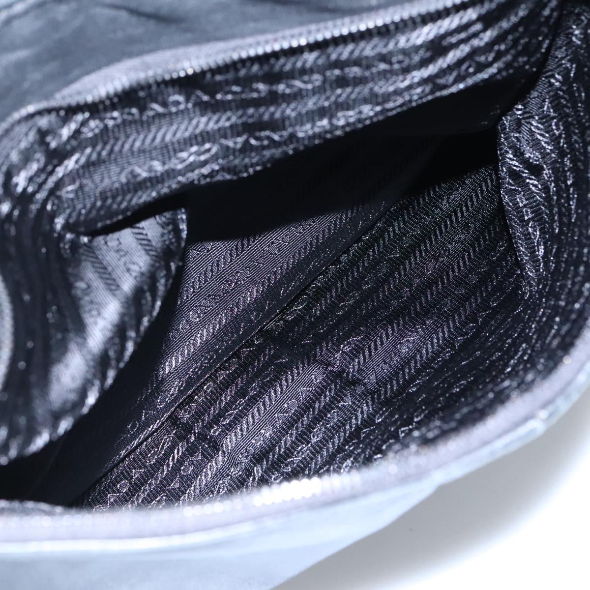 PRADA Hand Bag Leather 2way Black Silver Auth 114042